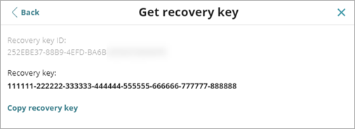 Screen shot of Full Encryption, Get Recovery Key