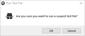 Screenshot of the Run Test File dialog box
