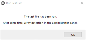 Screenshot of the Run Test File dialog box