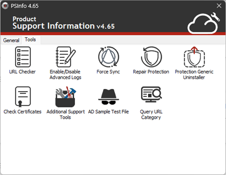 Screenshot of the PSInfo Tools UI