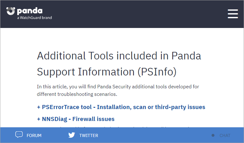 Screenshot of the Additional Tools Included in Support Information page 