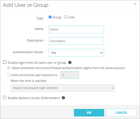 Screen shot of the Users and Groups dialog box