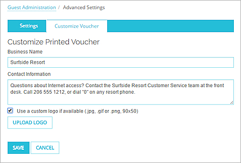 Screen shot of the completed Customize Printed Voucher page