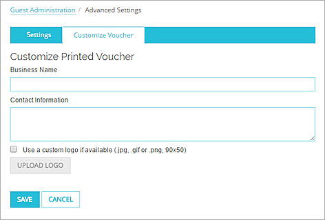 Screen shot of the default settings for the Customize Voucher page