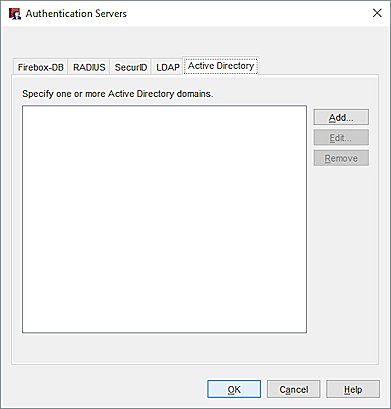screenshot of Authentication Servers Active Directory tab