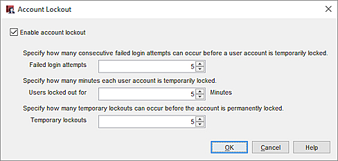 Screen shot of the Account Lockout dialog box