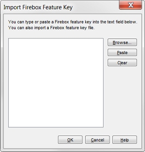 Import Firebox Feature Key dialog box screen shot
