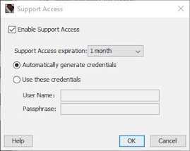 The Support Access dialog box