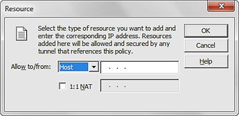 Screen shot of the Resource dialog box