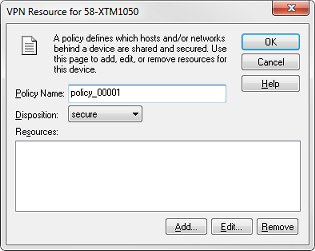Screen shot of the VPN Resource dialog box