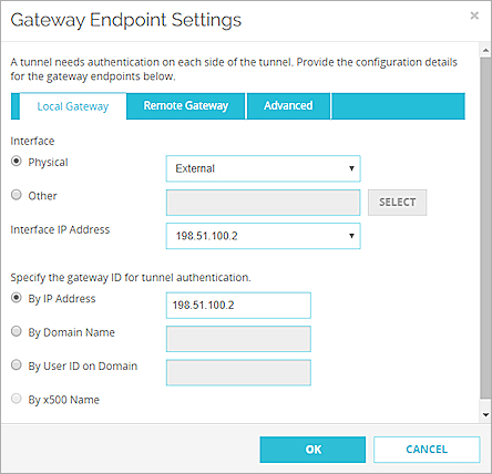 Screen shot of the Interface IP Address setting