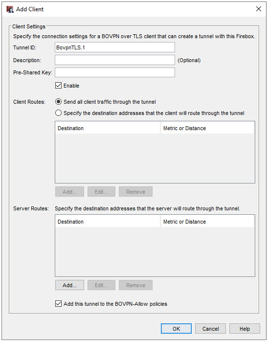 Screen shot of the Add Client dialog box