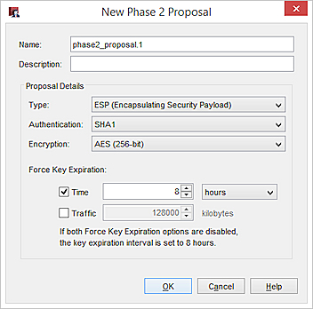 Screen shot of the New Phase2 Proposal dialog box in Policy Manager