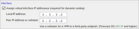 Screen shot of the virtual IP address settings