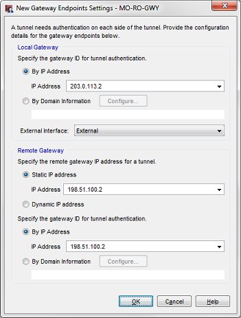 Screen shot of the New Gateway Endpoint Settings MO-BO-GWY dialog box