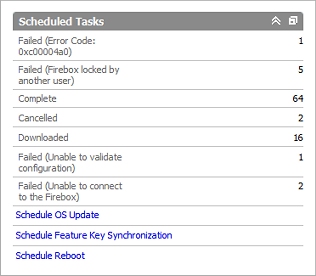Screen shot of the WSM Device Management page, Scheduled Tasks section