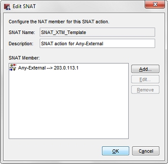 Screen shot of the Edit SNAT dialog box