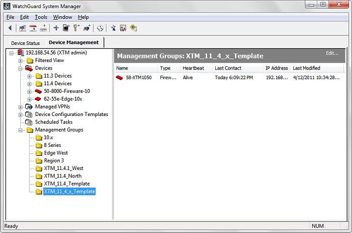 Screen shot of a Management Group page