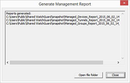 Screen shot of the Generate Management Report dialog box