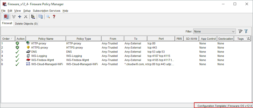 Screen shot of the template information section in Policy Manager