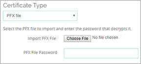 Screen shot of the PFX file import options