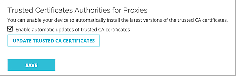 Screenshot of the Trusted Certificate Authorities page