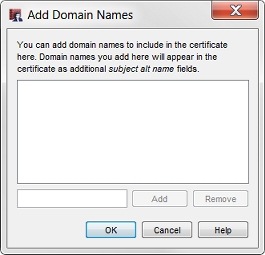 Screenshot of the Add Domain Names dialog box