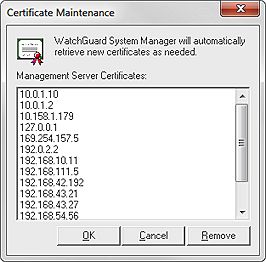 Screen shot of the Certificate Maintenance dialog box