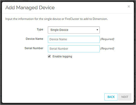 Screen shot of the Add Managed Device wizard for a Single Device