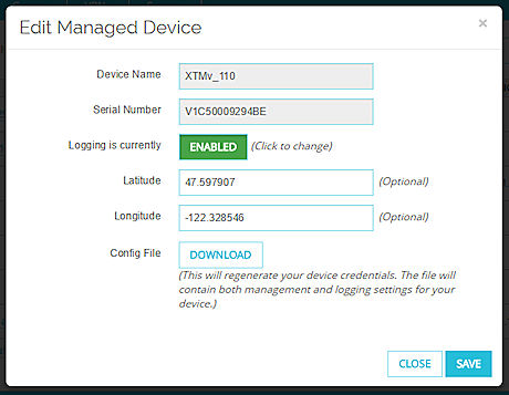 Screen shot of the Edit Managed Device dialog box, with the Download button