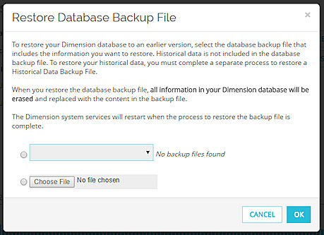 Screen shot of the Restore Database Backup File dialog box