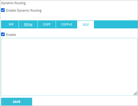 Screen shot of the Dynamic Routing BGP page