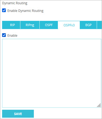 Screen shot of the Dynamic Routing OSPFv3 page