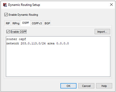 screenshot of imported files in Dynakic Routing setup dialog box