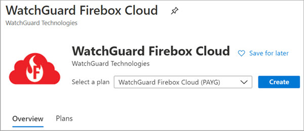Screen shot of the Firebox Cloud license options