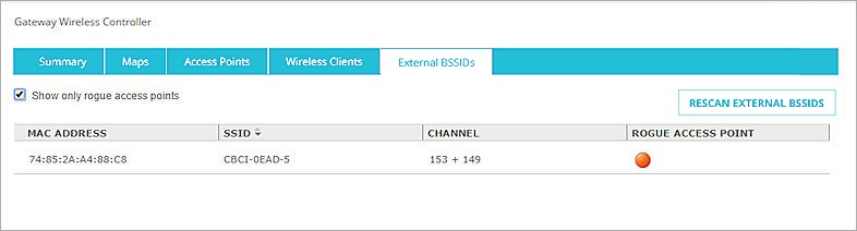 Screen shot of the External BSSIDs tab