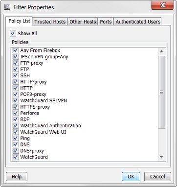 Screen shot of the HostWatch Filter Properties dialog box