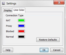 Screen shot of the HostWatch Settings dialog box, Line Color tab