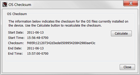Screen shot of the OS Checksum dialog box