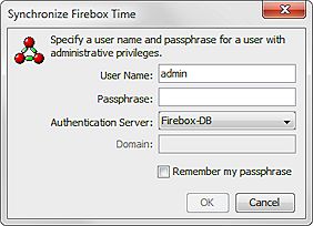 Screenshot of the FSM Synchronize Firebox Time dialog box