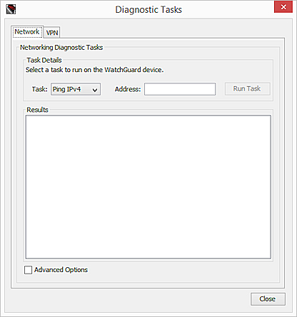 Screen shot of the Diagnostic Tasks dialog box with the Arguments text box