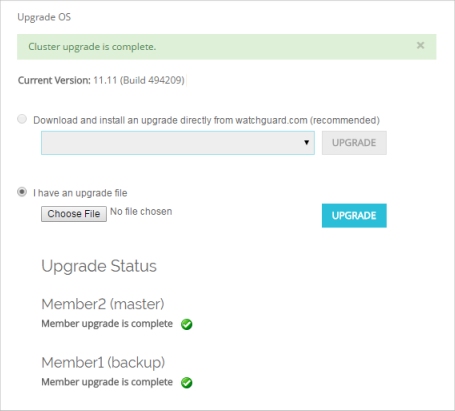 Screenshot of the Upgrade OS page.