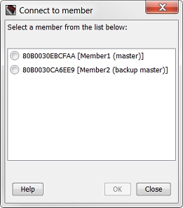 Screen shot of the Connect to member dialog box 