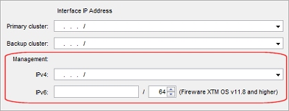 FireCluster management IP address assigned to the Interface for management IP address