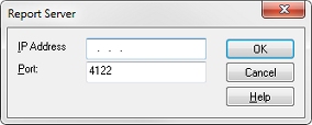 Screen shot of the Report Server dialog box