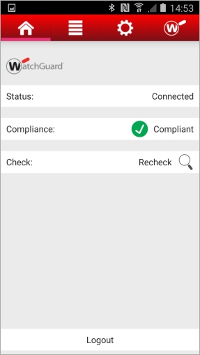 Screen shot of FireClient for a device that is compliant