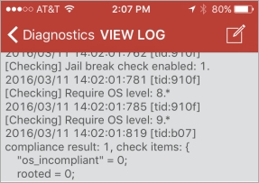 Screen shot of the View Log page in FireClient