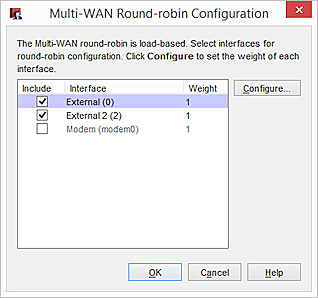 screenshot showing interfaces in Round-robin configuration