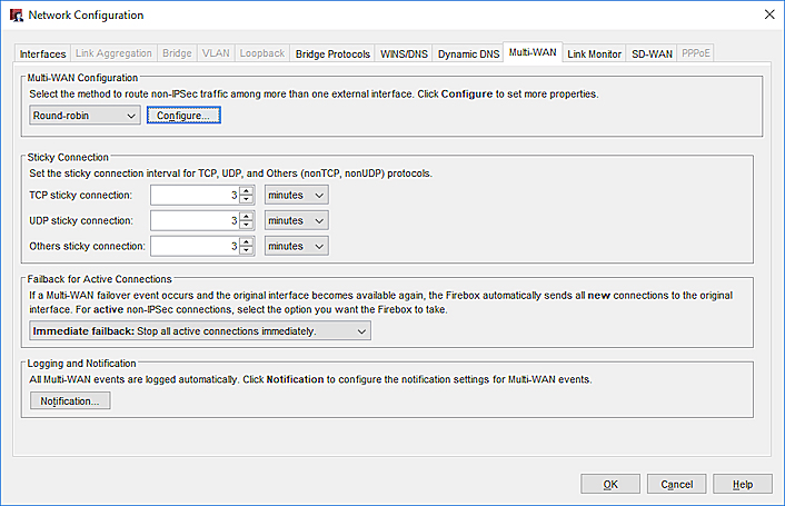 Screen shot of the Round-robin option configuration