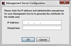 Screen shot of the Management Server Configuration dialog box
